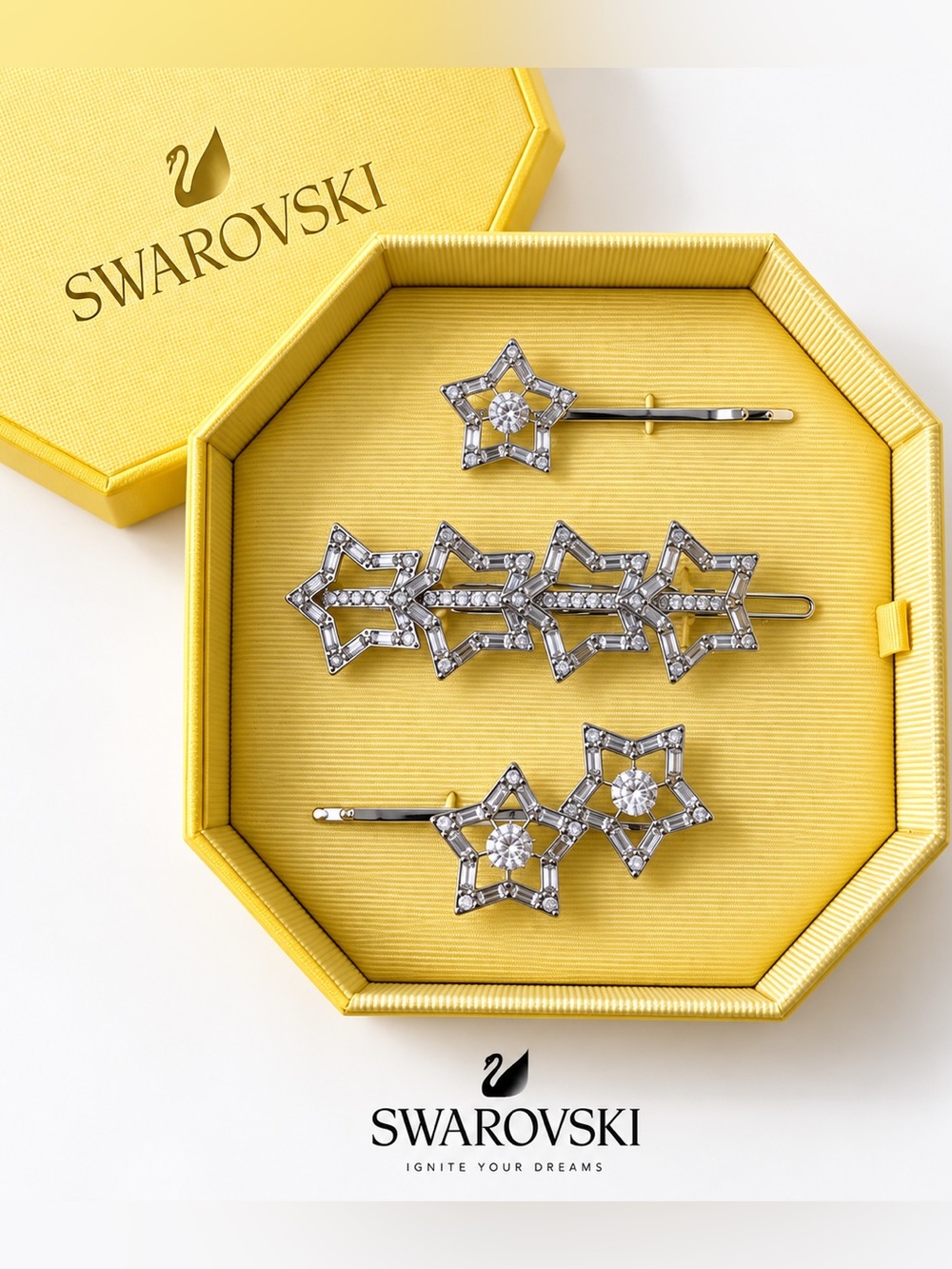 New Swarovski Stella Star Hair Clip Set.